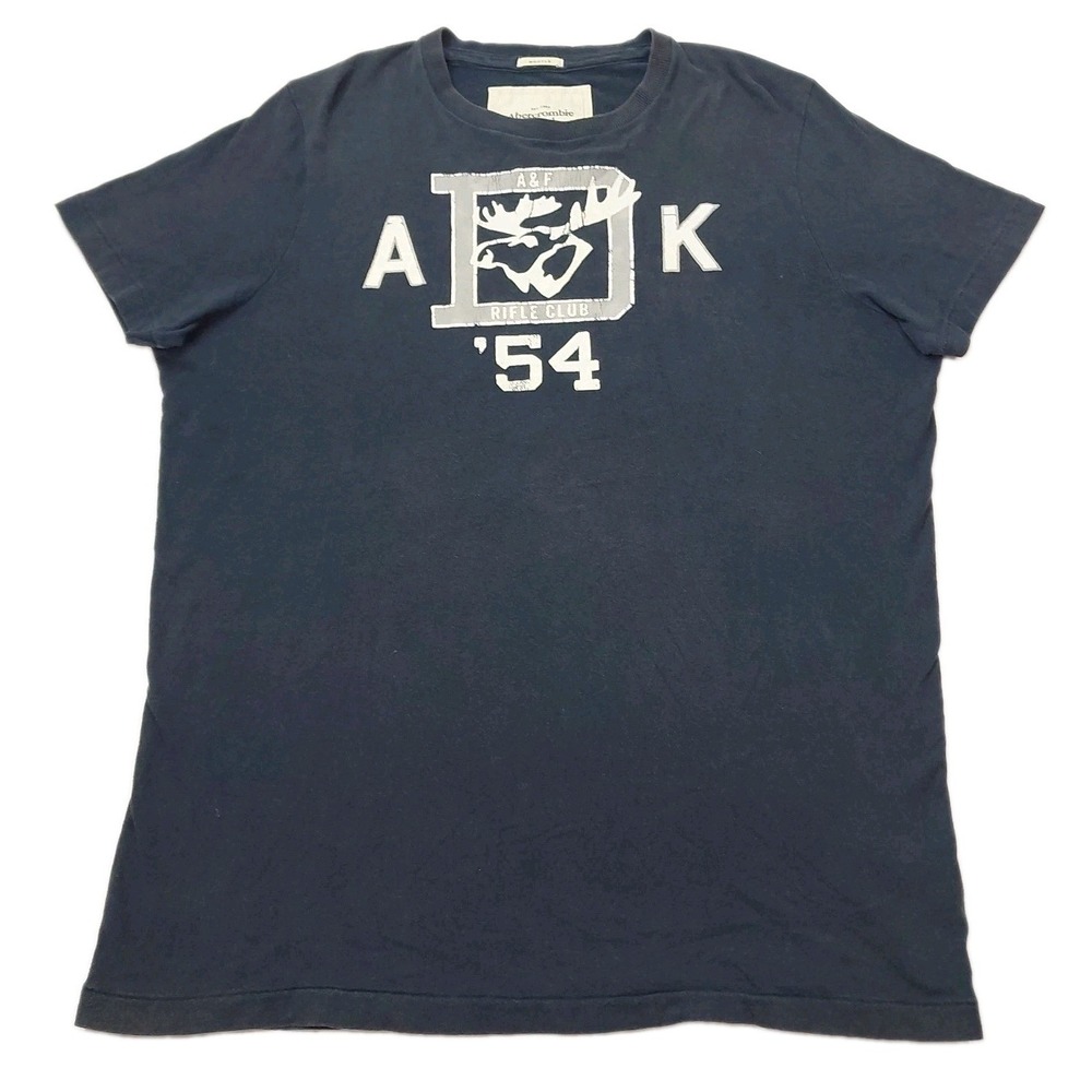 Vtg Rare Abercrombie Fitch Muscle Rifle Club 54 Y2K Men's T-Shirt XXL Navy Blue